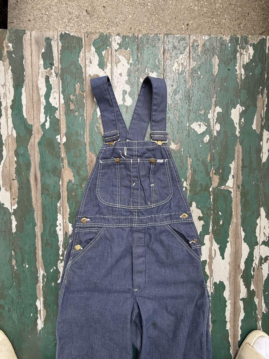 Vintage 1960s Lee Low Back Overalls In Indigo Dark Wash. Waist 29-32 View 6
