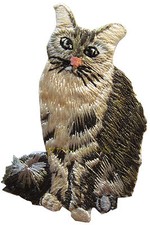  3897 2 3/4" Embroidery Iron On Grey Cat Applique Patch
