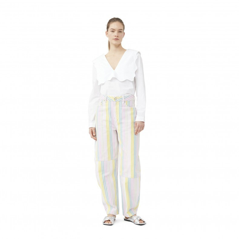Ganni Stripe Stary Denim Jeans 30 Multicolor J1236 Relaxed