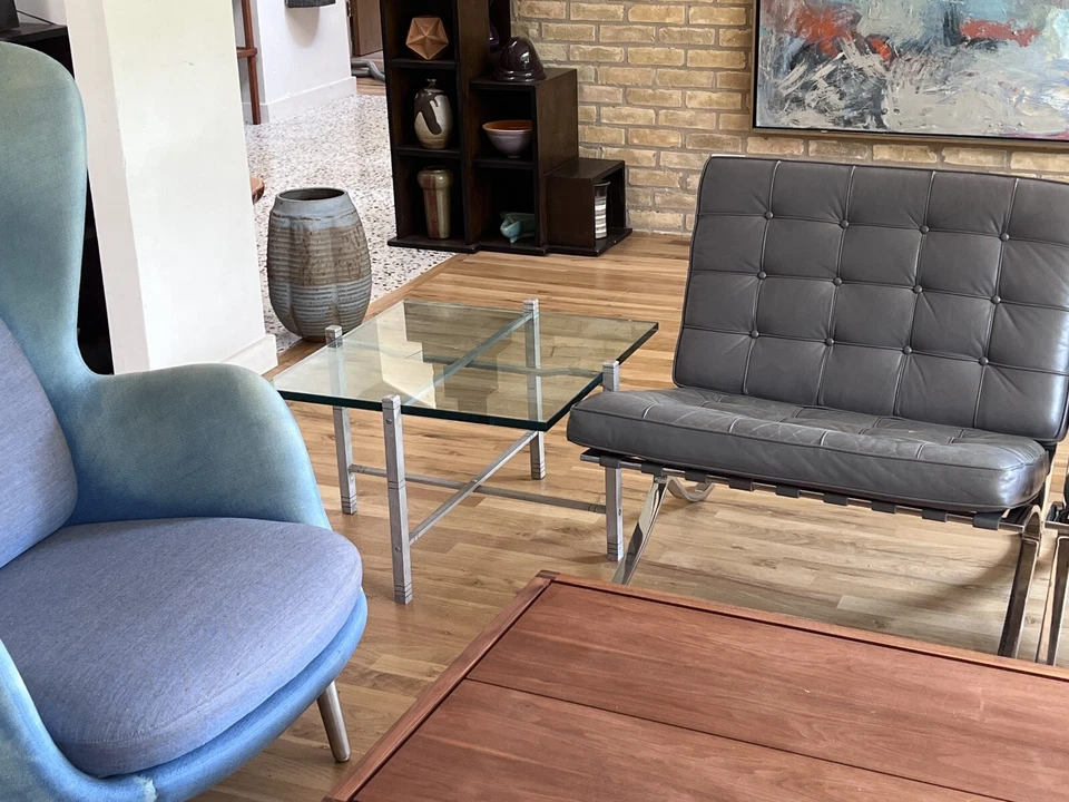 Mesa auxiliar Art Deco Machine Age Industrial Streamline aluminio X vidrio de colección Mcm Foto 4 de 4