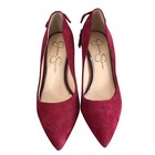 Jessica Simpson Sexy Leather Core Burgundy Suede Stiletto Heels Sz 8.5