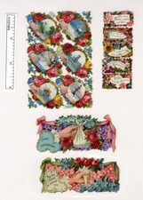 Beautiful VICTORIAN DIE CUT Scrap 1880s UNUSED Embossed Sheet ROSES Friendship