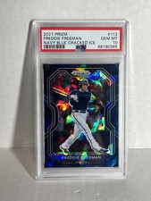 2021 Panini Prizm Freddie Freeman Navy Blue Cracked Ice /25 Dodgers PSA 10 POP1