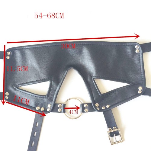 Restraint Half Face Mask with Mouth Gags Plugs PU Leather Head Harness Game - Picture 5 of 19