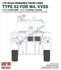 Ryefield-Model RM5044 1/35 scale WORKABLE TRACK LINKS TYPE 62 FOR M4.VVSS