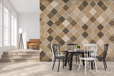 3D Brown Tile ZHUA12094 Wallpaper Wall Murals Removable Self-adhesive Ann 24