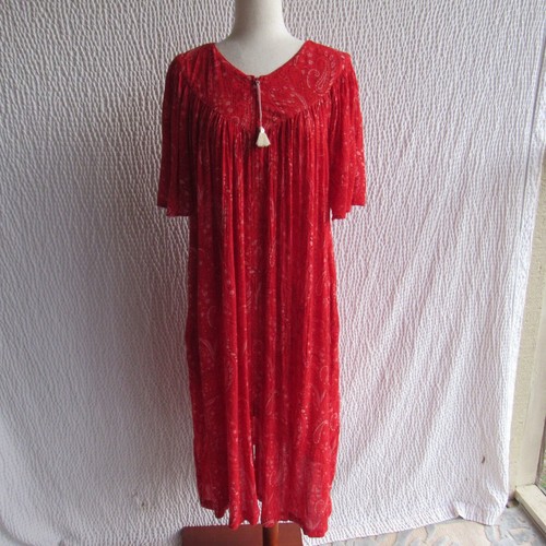 Go Softly Patio House Dress Small Red Paisley Bandana Print Zip Pockets - Picture 15 of 19
