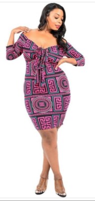 Plus Size Pink Abstract Print Off-Shoulder Front Tie Bodycon Dress | eBay Plus Size Pink Abstract Print Off-Shoulder Front Tie Bodycon Dress | eBay