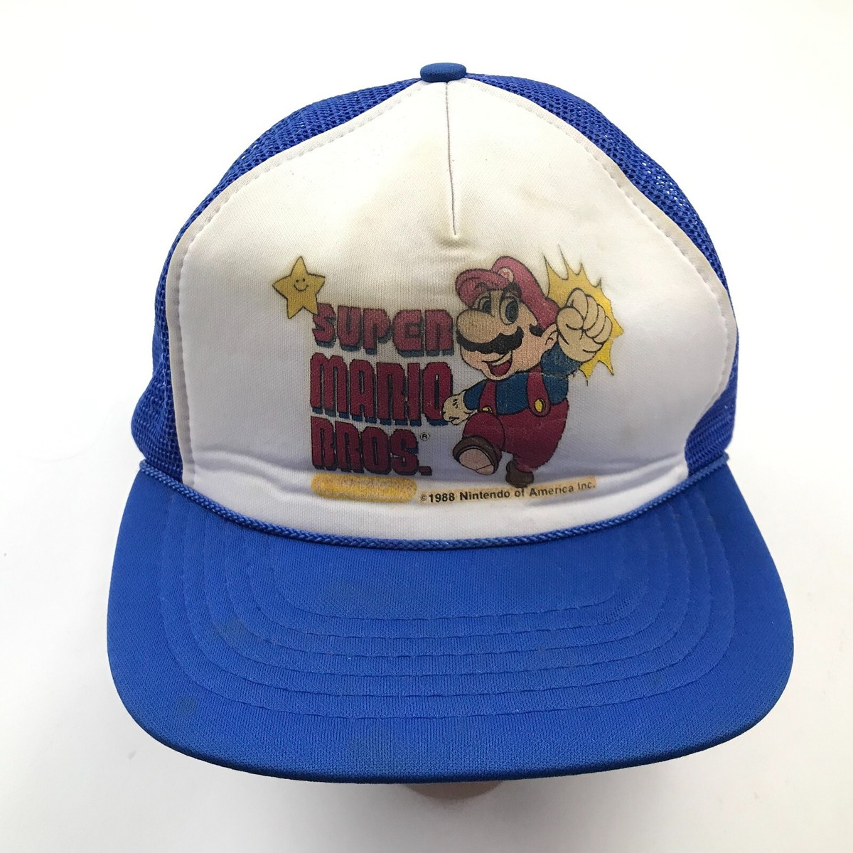 80s USA購入　任天堂公式 ヴィンテージ マリオキャップ VINTAGE Super Mario Hat Cap Snapback Blue White Trucker Adjustable