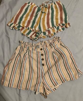 American Eagles Women's Striped Shorts Lot Size Medium 2 Pairs