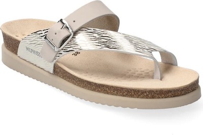 Mephisto Helen Toe Loop Gold Metallic Mix Sandal Slide Zebra Fog EU 37 NEW