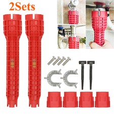 2 Faucet Sink Installer 8in1 Multi Tool Pipe Wrench Plumbing for Kitchen Bathroo