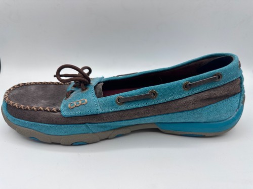 Twisted X Damen Leder Bootsschuhe 11 M braun blau Slipper Freizeit Komfort - Bild 10 von 12