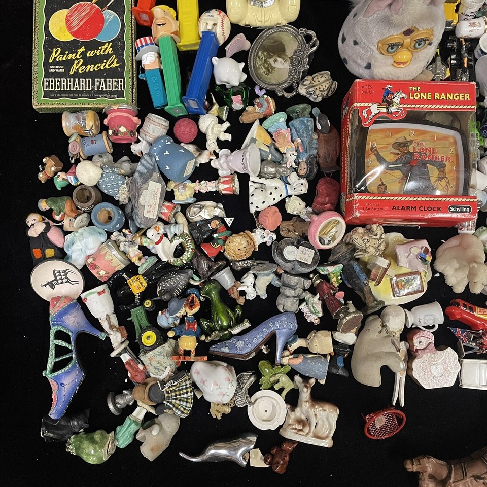 Vintage Toy Bulk Lot Of Smurfs Thimbles Car Toys Lone Ranger Etch A