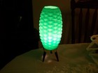 Vintage Mid Century Modern Atomic Aqua Weave Des. Beehive Elec. Lamp tripod legs — photo 3