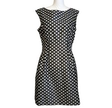 Eliza J. Black Sleeveless Dress w Gold Metallic Polka Dots Size 6
