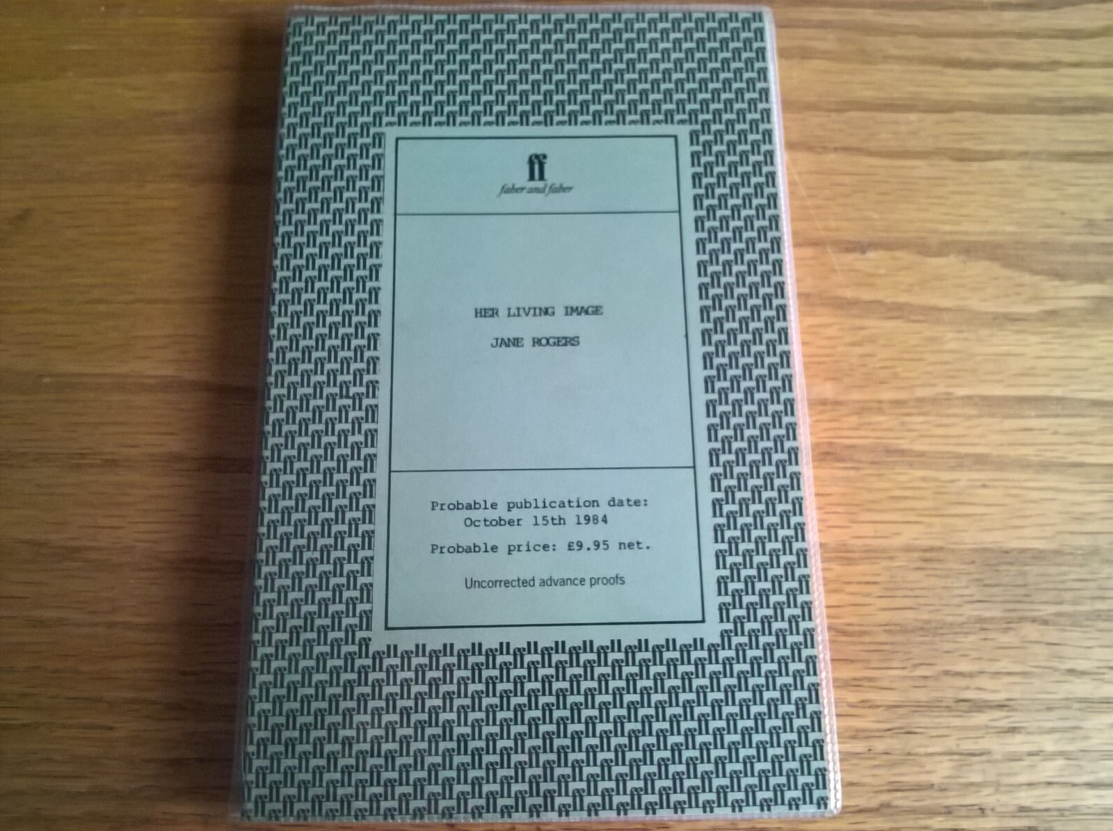 Her Living Image by Jane Rogers - SIGNED proof copy pb fiction novel