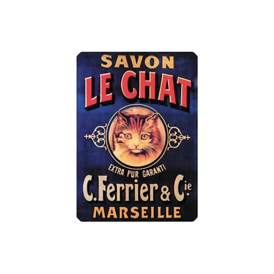 Éditions Clouet 29342 - Petite Plaque métal 15x21 cm Savon Le Chat - Le Chat