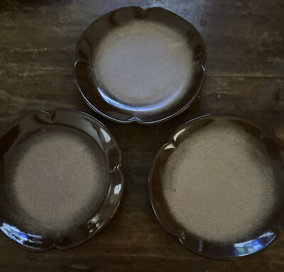 3 Vintage Frankoma Bread Plates 5E - Plainsman or Prairie Brown - 5.5 Inches