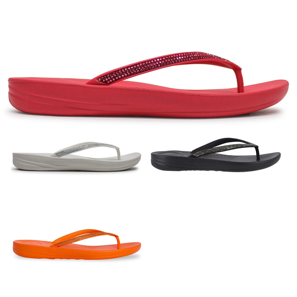 FitFlop Womens Sandals Iqushion Sparkle Casual Toe-Post Flats Synthetic