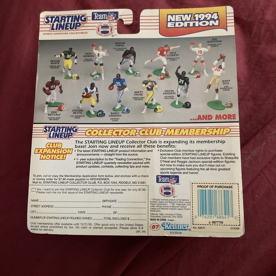 1994 NFL Starting Lineup Kenner ROOKIE JEROME BETTIS LOS ANGELES RAMS