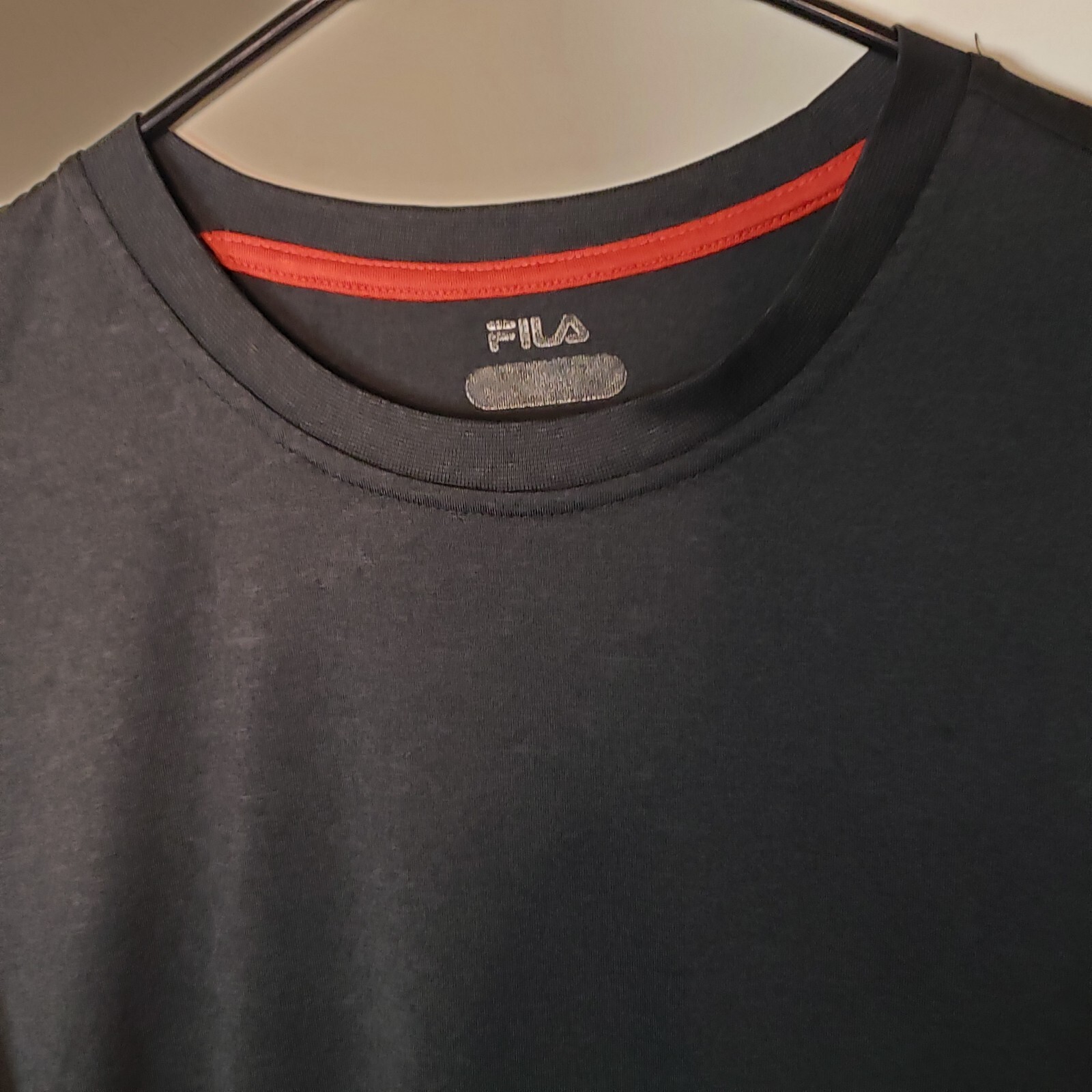 Camicia Fila poliestere spandex manica corta abbigliamento attivo uomo XL grigio scuro rosso 0295