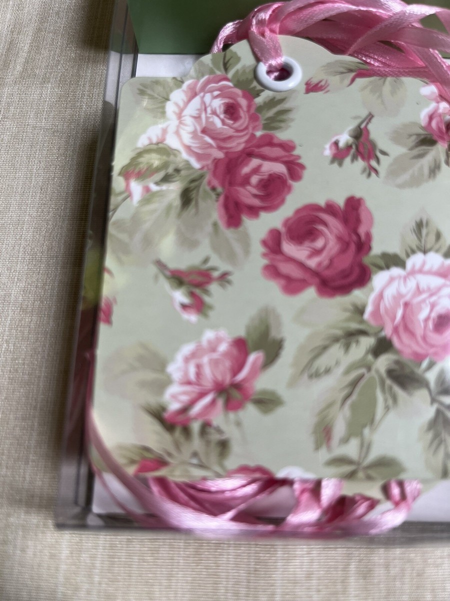 Treasures By Shabby Chic Gift Tags, Pink Roses Lime Green Tag 12