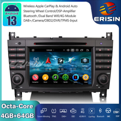 DSP Android 13.0 Car Stereo GPS CarPlay SWC DVD Mercedes CLC/G/C Class W203 W463 - Photo 1/24