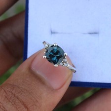 Natural London Blue Topaz silver Ring Women Engagement Ring Gift For Her