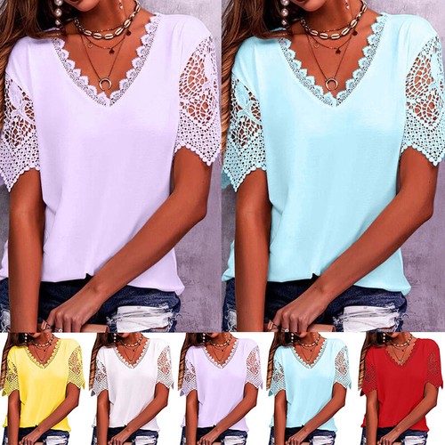 Wihoo - Wihoo T-Shirt Été Femme à Manches Courte,Tunique Chemisier
