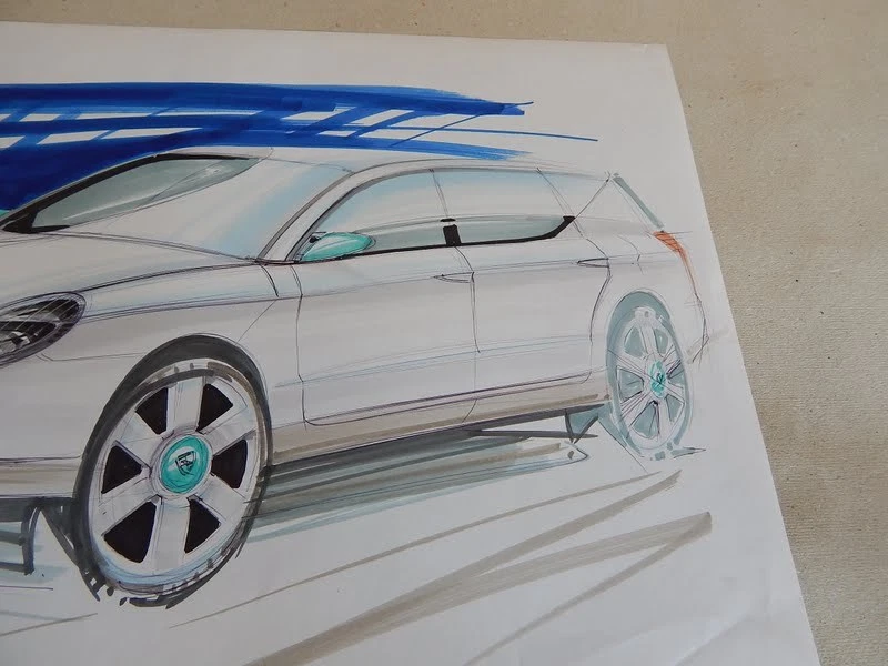 DISEGNO A MANO LIBERA DESIGNER PROGETTO STUDIO PORSCHE CAYENNE 1 SERIE - Immagine 3 di 3