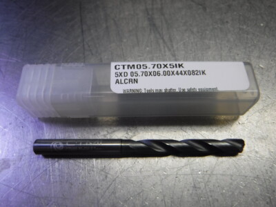 CTMI 5.7mm Coolant Thru Carbide Drill 5xd 05.70x06.00x44x082IK ALCRN (LOC3238B)