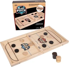 Fast Paced Sling Puck Game Wooden Tabletop Board Game For All Ages