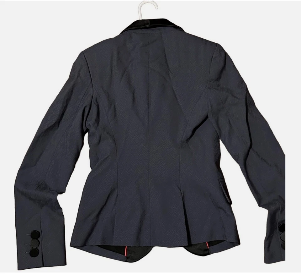 Jaqueta smoking Marc Jacobs lã azul marinho cinza gravata preta formal tamanho 6 - Imagem 2 de 4