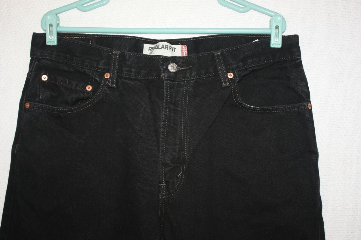 LEVI'S 505 Regular Fit Black Denim Jeans Sz 36X32 (meas 36x34) | eBay