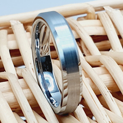 Wedding Band or Engagement Ring Anniversary Ring for Him or Her Silver Tungsten