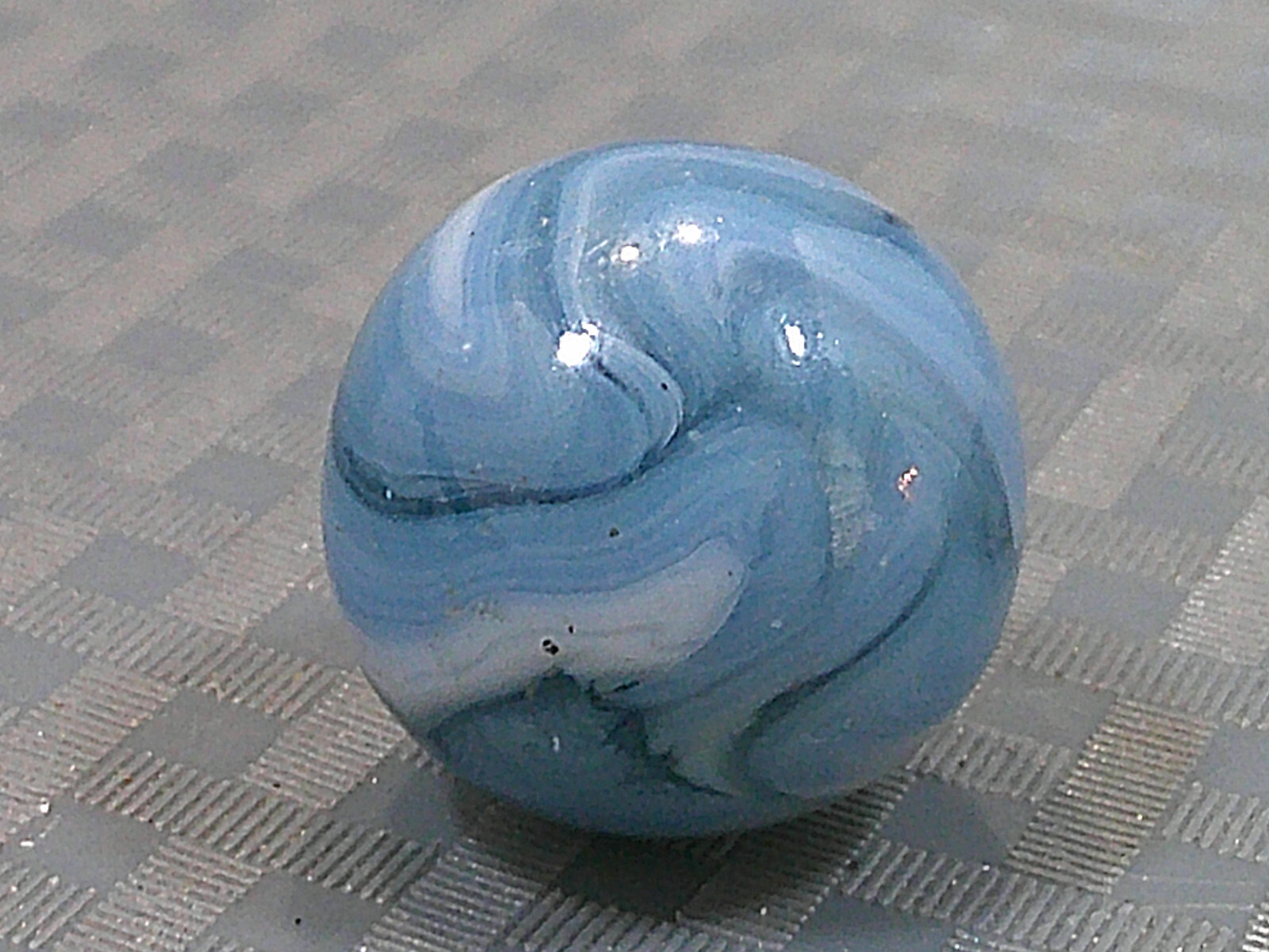 Vintage 1940s Large Marble Shooter Boulder Banger Bonker Blue White Ice Agate