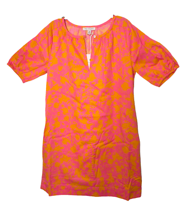 short orange puffy dress Free Assembly Women's Shirred Neck Mini Dress with Short Sleeves