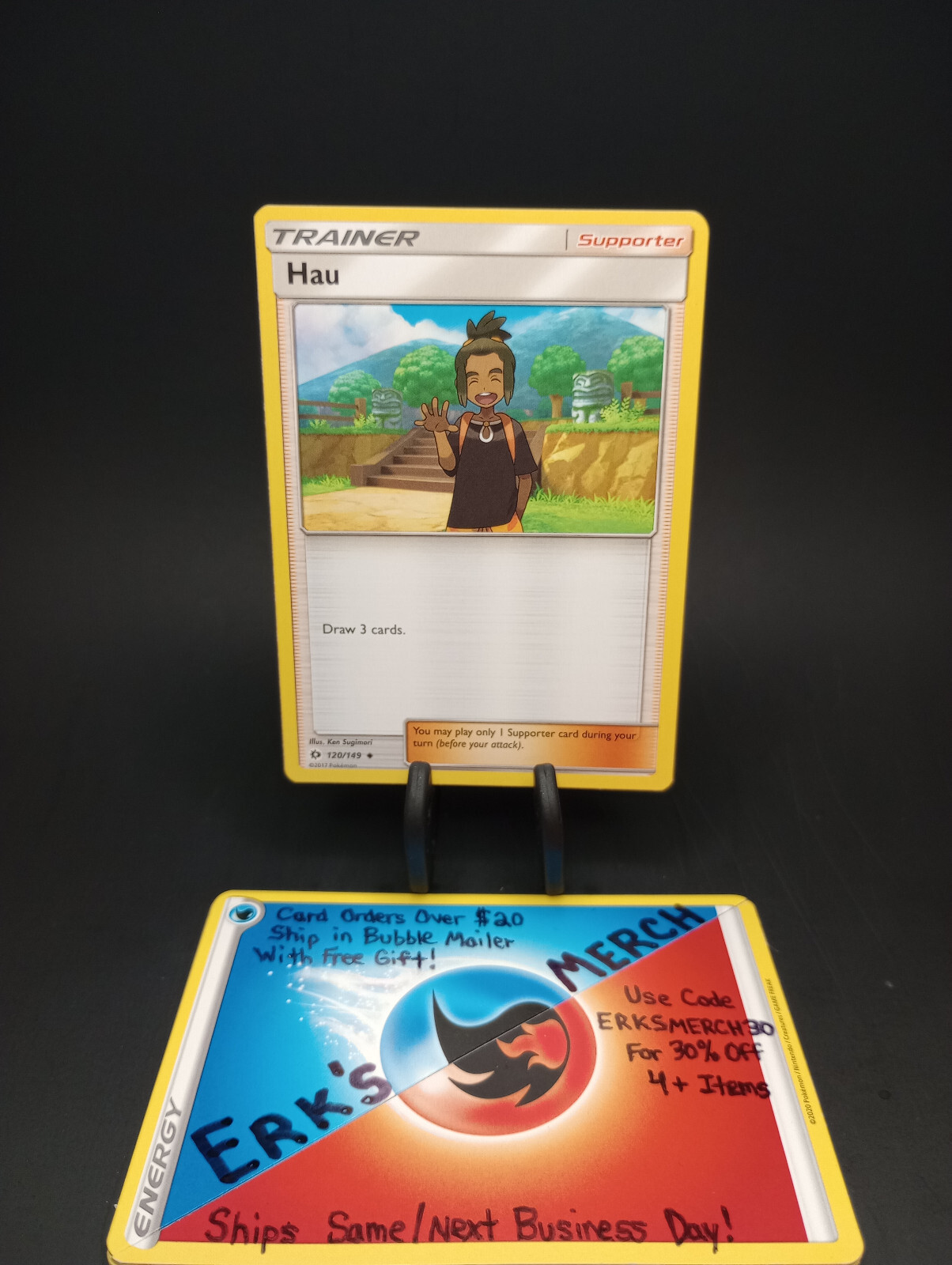 Hau 120/149 Sun & Moon Base Set Regular Uncommon Pokemon Card 