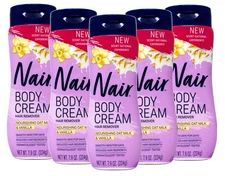 Nair Body Cream Hair Remover with Nourishing Oat Milk and Vanilla, 7.9 oz 5 Pack