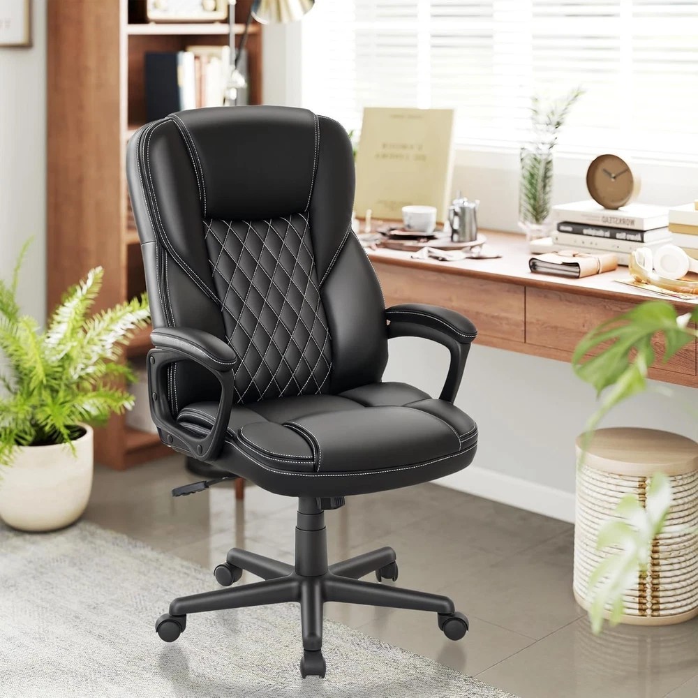 Serta Big & Tall Office Chair, Bonded Leather, Black