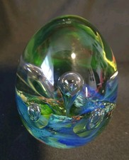 Vintage Multi-Color Controlled Bubbles Murano Style Glass Art Paperweight 13 oz