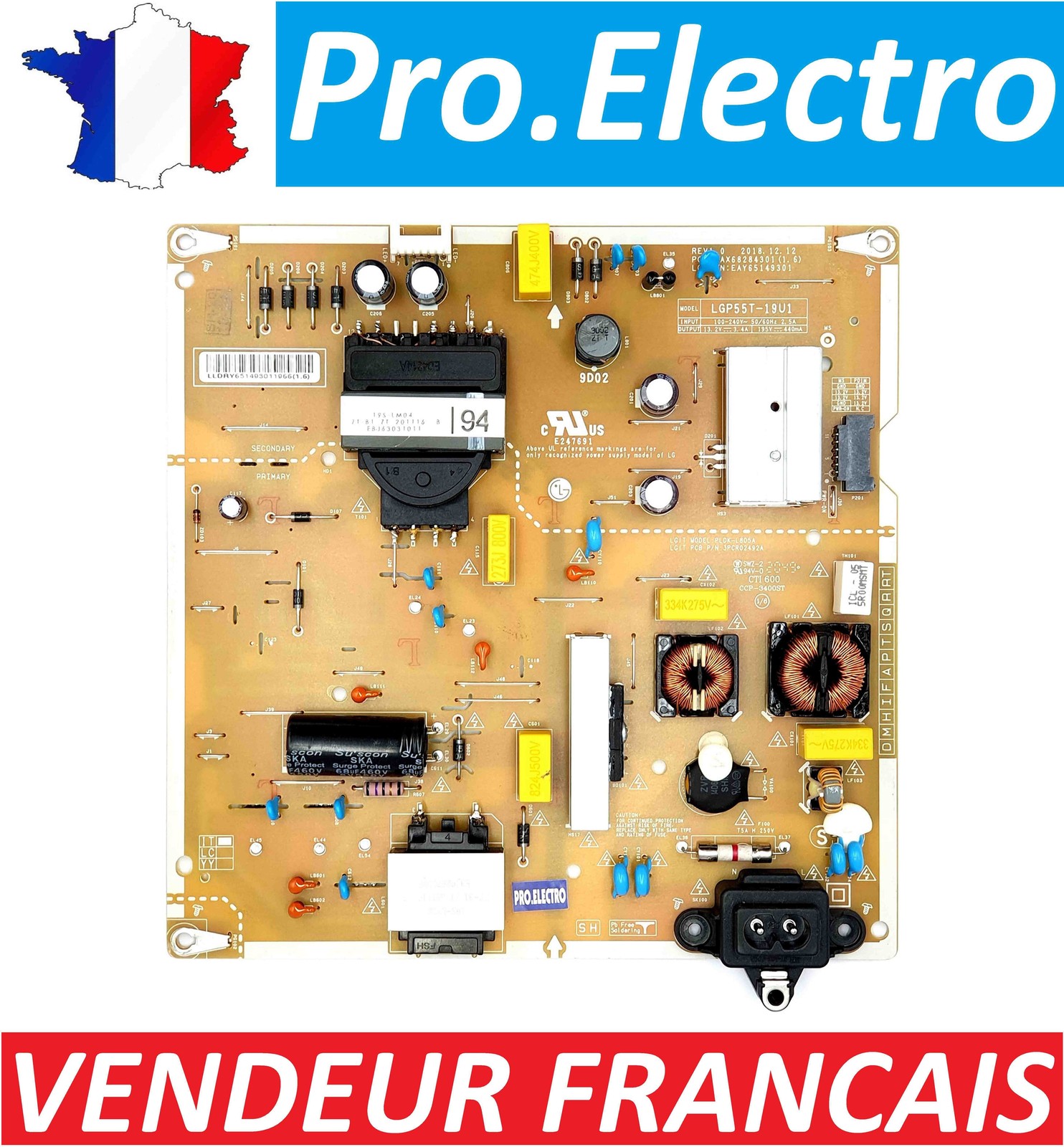 Réparer écran noir TV LG avec carte EAY65149301 compatible 55UM7300PUA