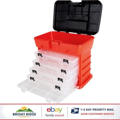 Portable Organizer Box with 4 Removable Trays for Small Parts and Supplies