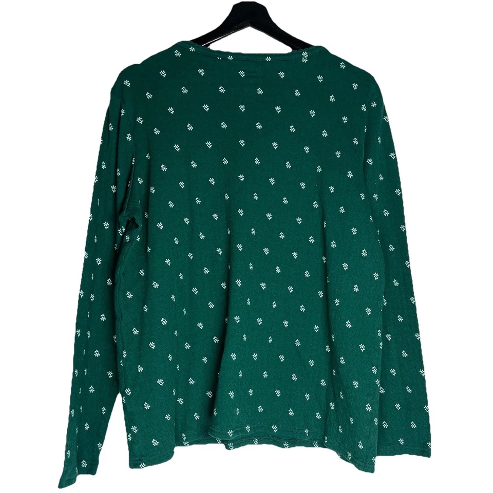 Croft & Barrow Sleepwear Women's Pajama Set L Green Christmas Holiday Floral - Image 3 of 4