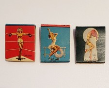 VTG (3) UNUSED MATCHBOOKS WITH PIN-UPS ON THE BACK--ADS  FOR VARIOUS
