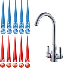 Epoxy Hot and Cold Water Faucet Indicator Stickers Self Stick 10 Hot Labels & 10