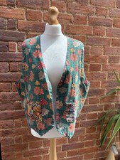 Vintage Green Multi Autumn Waistcoat  Leaf Rural Scene Farmland XXL