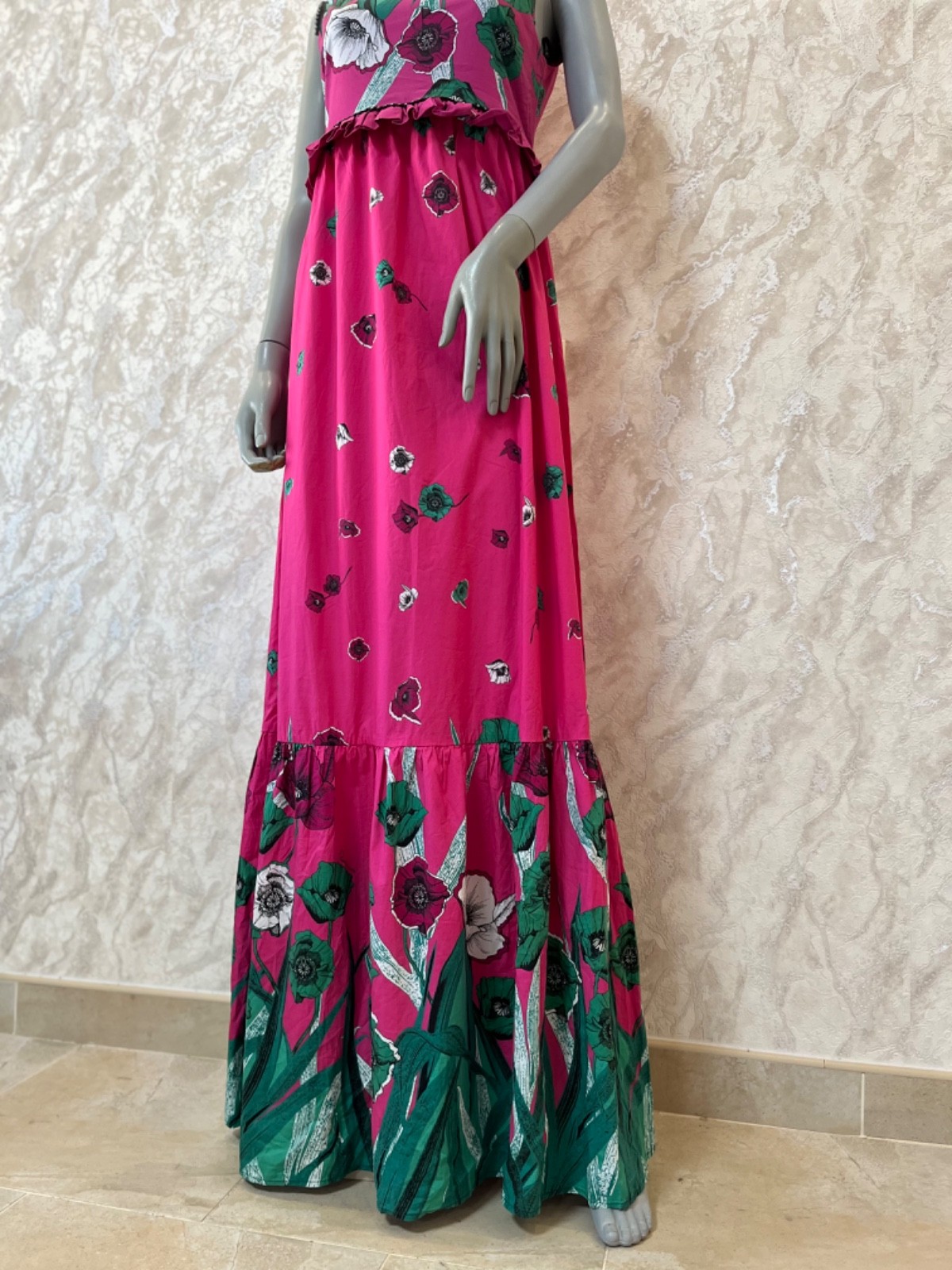 Rare Roberto Cavalli Maxi Dress Cream/ Multi Pleated Printed Size 40 image 5
