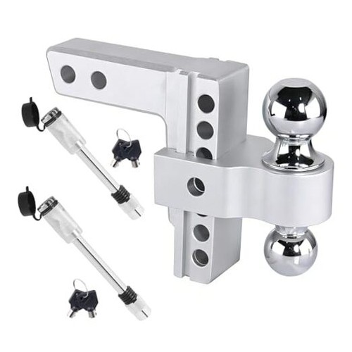Aluminum Adjustable Trailer Hitch for 2-Inch Receiver 6 Inch Silver-6Inch - Picture 1 of 7